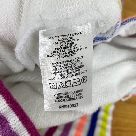 Lou & Grey White Sweat Shorts Colorful Stripped Waistband Drawstring Pockets L - Picture 4 of 5